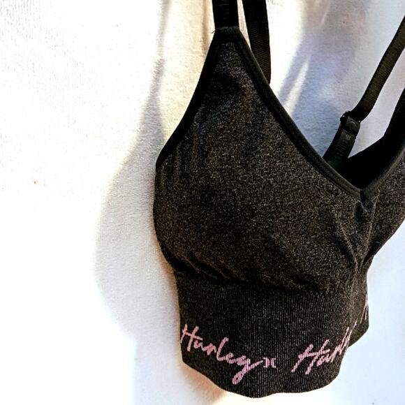 Hurley Signature Sports Bra Size LGRAY Crisscross Back Beach Adjustable Padded - Picture 8 of 11